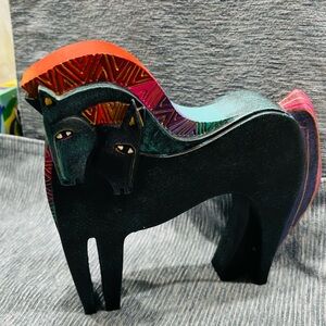 Handcrafted Green & Multicolor Horse Sculpture - Home Accents